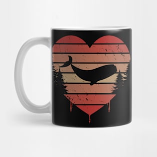 Cute Red Vintage Heart Whales 80s Valentine Day Love Gift Idea Mug